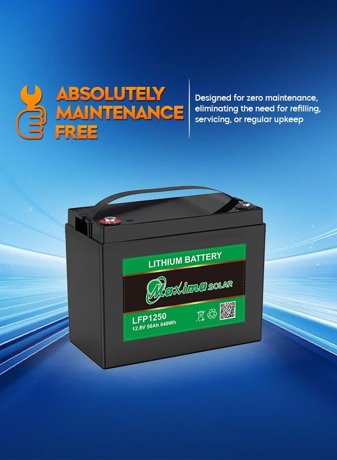 Maxima Lithium Battery 12V 50Ah SBM-LFP-12.8-LI-50 – LiFePO4 Deep Cycle, Lightweight, Long Life, Solar & RV Power Storage Solution - Image 2